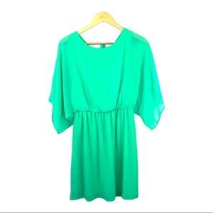 Pink Owl bright green open tie back dress medium
